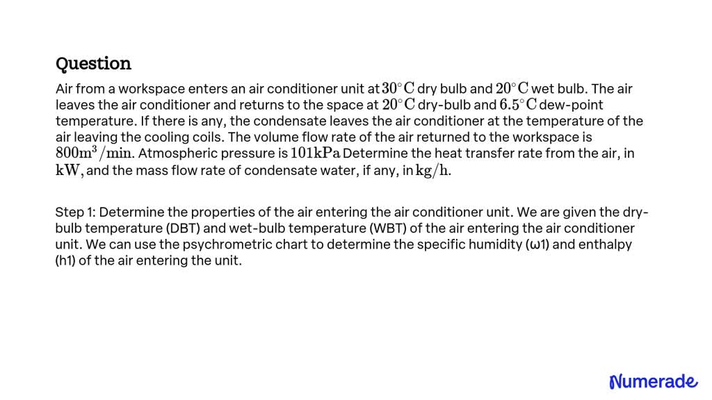 SOLVED Air From A Workspace Enters An Air Conditioner Unit At 30 C