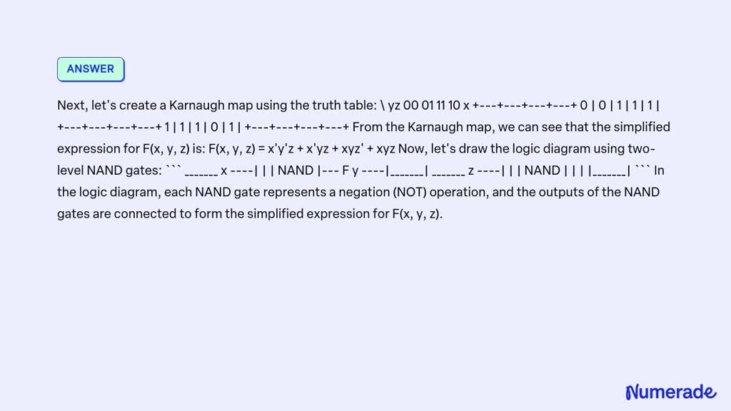 SOLVED Implement The Following Function Using Two Level NAND Logic