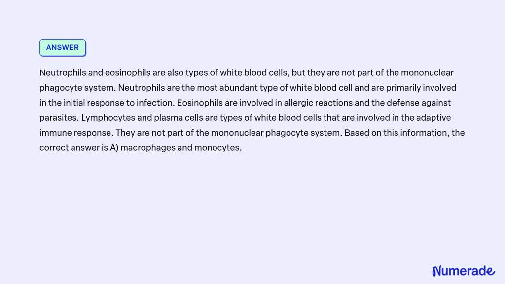 SOLVED Cells Of The Mononuclear Phagocyte System Include A