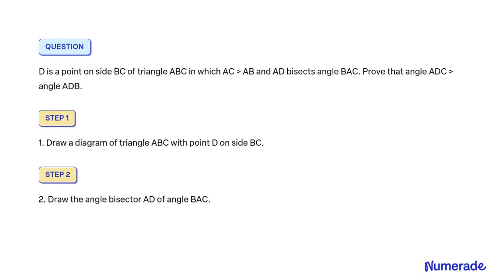 SOLVED D Is A Point On Side BC Of Triangle ABC In Which AC AB And AD