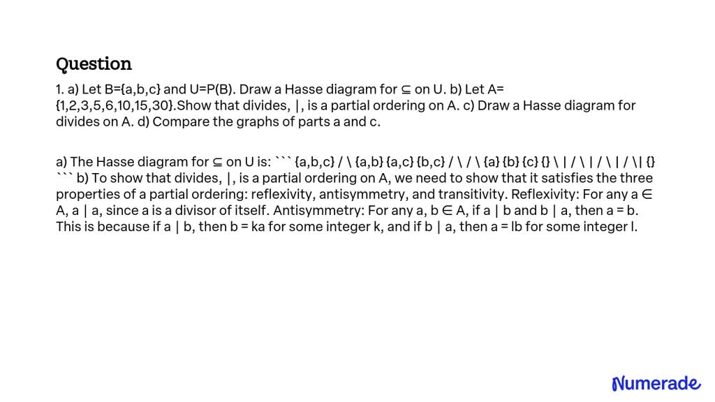 SOLVED a Let B a b c and U P B Draw a Hasse diagram for âŠ