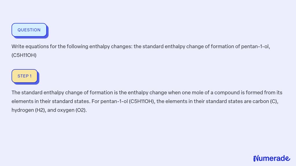 SOLVED Write Equations For The Following Enthalpy Changes The