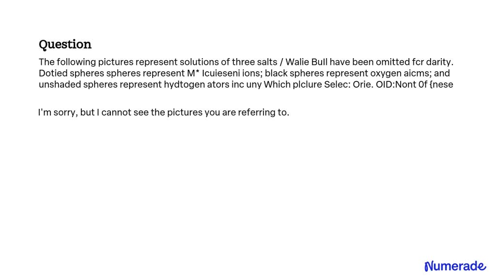 SOLVED The Following Pictures Represent Solutions Of Three Salts Some