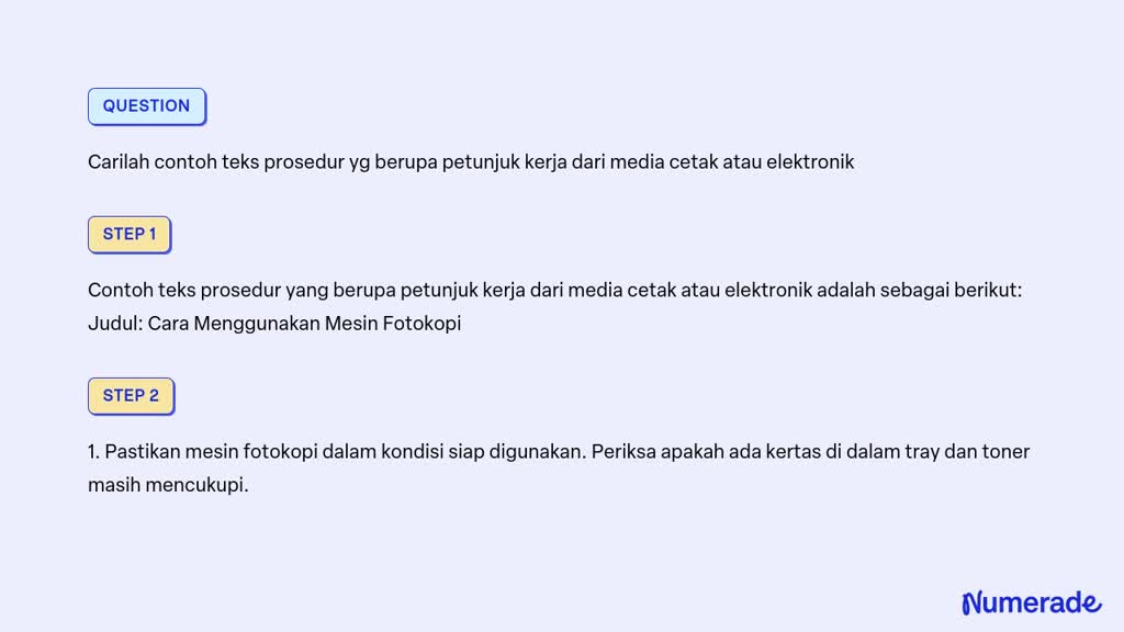 Solved Carilah Contoh Teks Prosedur Yg Berupa Petunjuk Kerja Dari