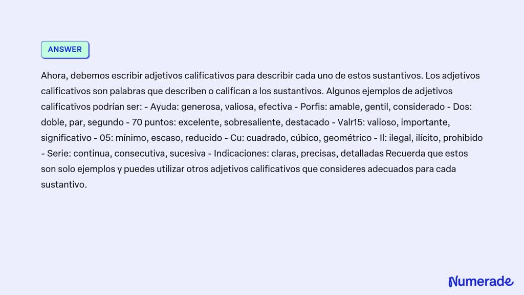 SOLVED Escribir Adjetivos Calificativos Ayuda Porfis Dos 70 Puntos