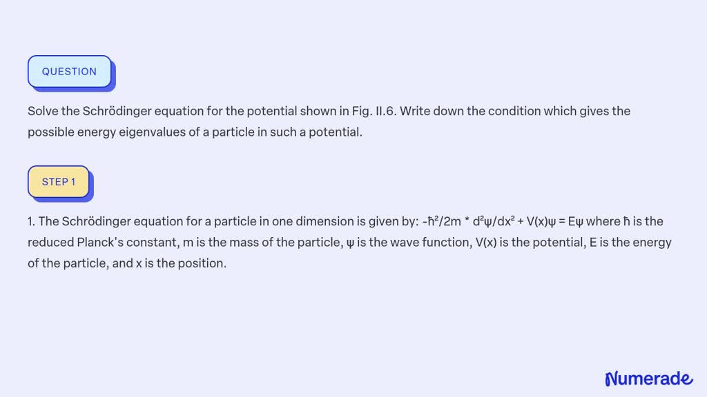 Solved Solve The Schr Dinger Equation For The Potential Shown In Fig