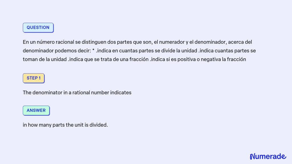 Solved En Un N Mero Racional Se Distinguen Dos Partes Que Son El