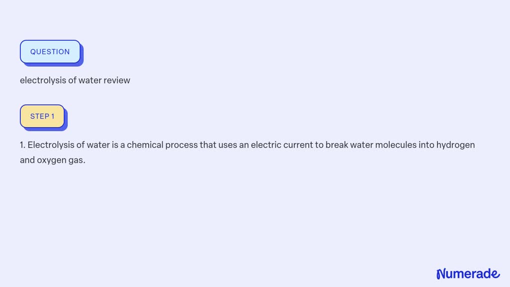 Solved Electrolysis Of Water Review