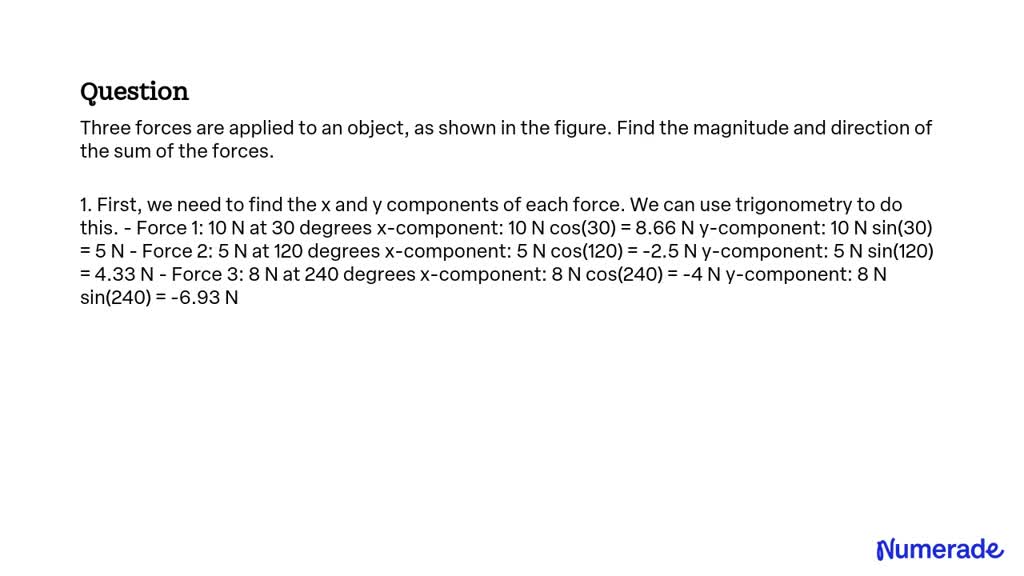 SOLVED Three Forces Are Applied To An Object As Shown In The Figure