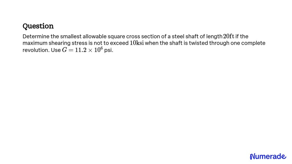 Solved Determine The Smallest Allowable Square Cross Section Of A