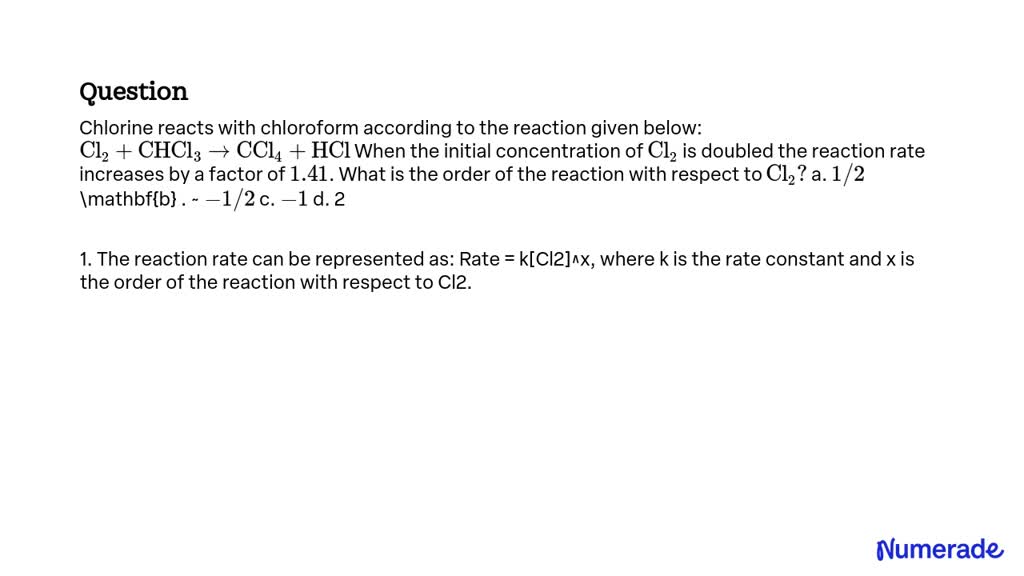 Solved Chlorine Reacts With Chloroform According To The Reaction Given