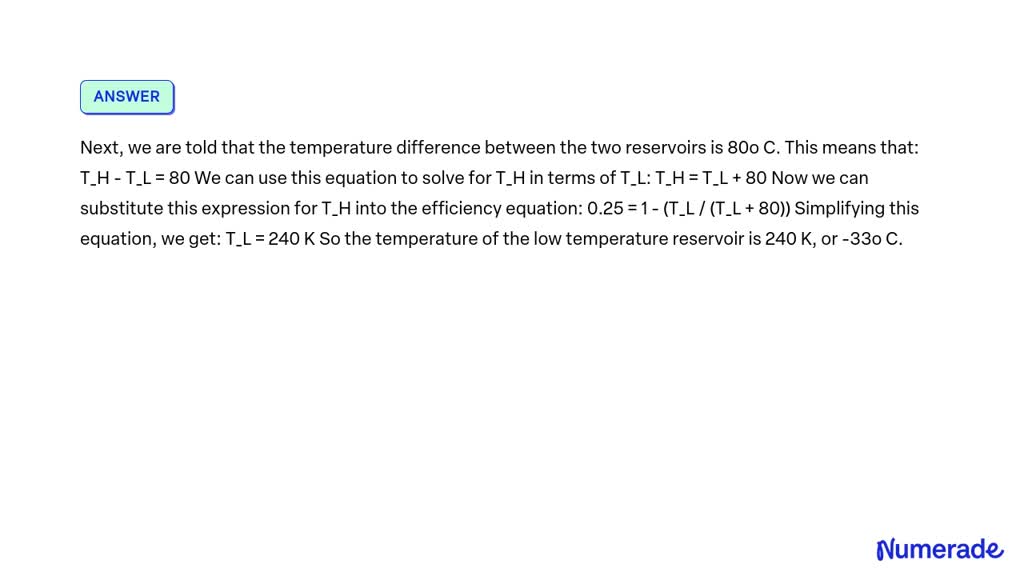 Solved A Carnot Engine Has Efficiency It Operates Between