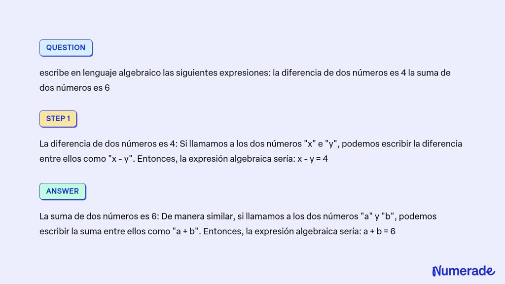 SOLVED Escribe En Lenguaje Algebraico Las Siguientes Expresiones La