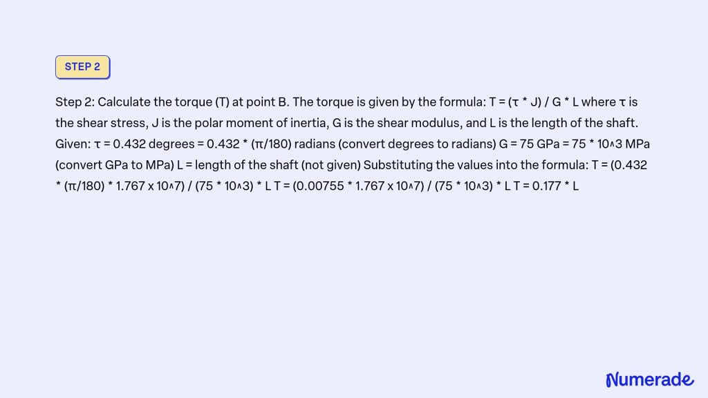 Solved The Mm Diameter Solid Shaft Is Made Of A Steel And Is