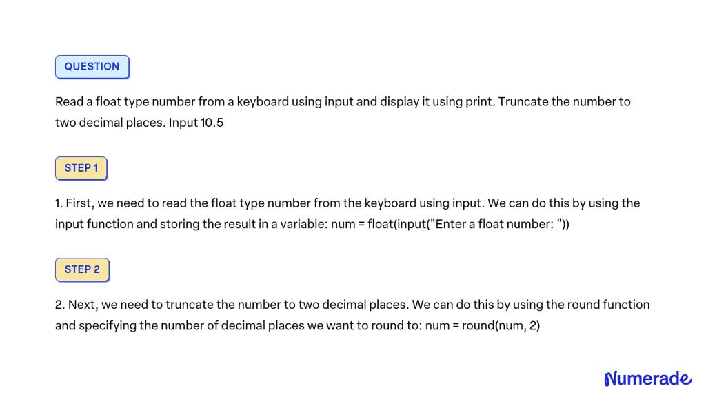 Solved Read A Float Type Number From A Keyboard Using Input And