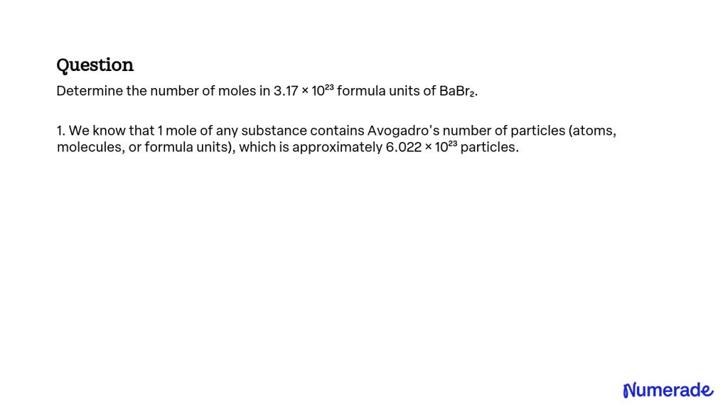 Solved Determine The Number Of Moles In Formula Units