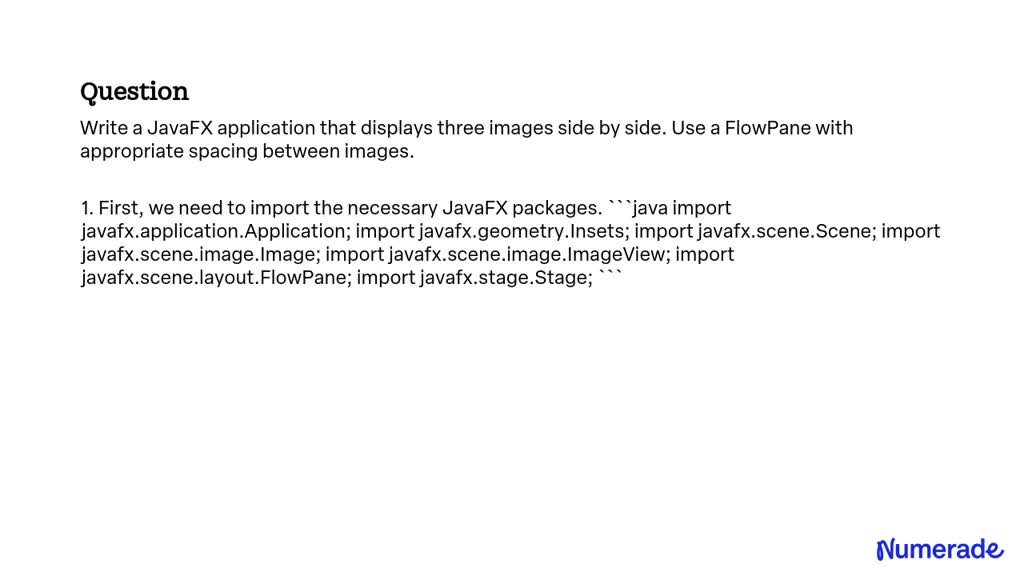 Solved Write A Javafx Application That Displays Three Images Side By