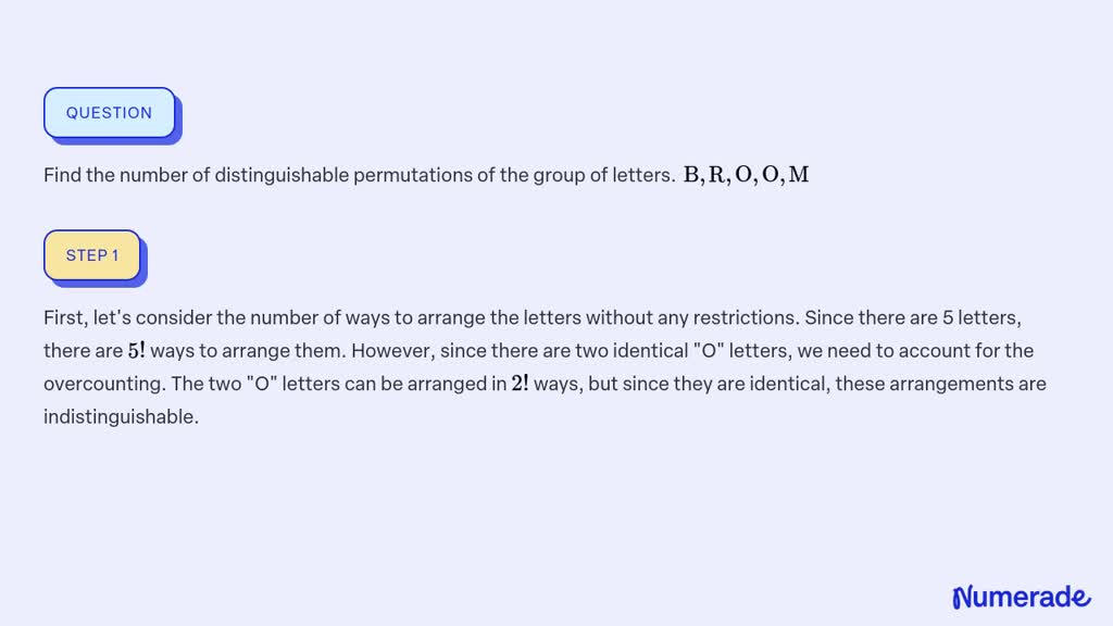 Solved Find The Number Of Distinguishable Permutations Of The Group Of