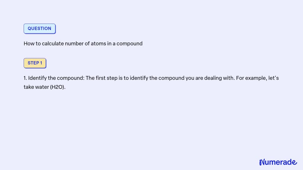 Solved How To Calculate Number Of Atoms In A Compound