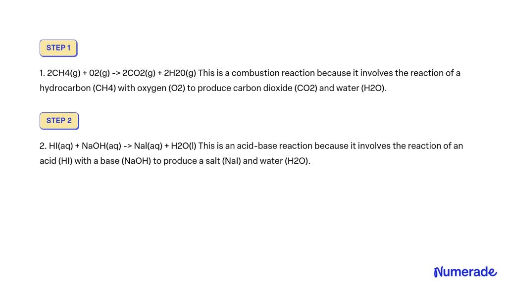 SOLVED CHEMICAL REACTIONS Identifying Precipitation Combustion And