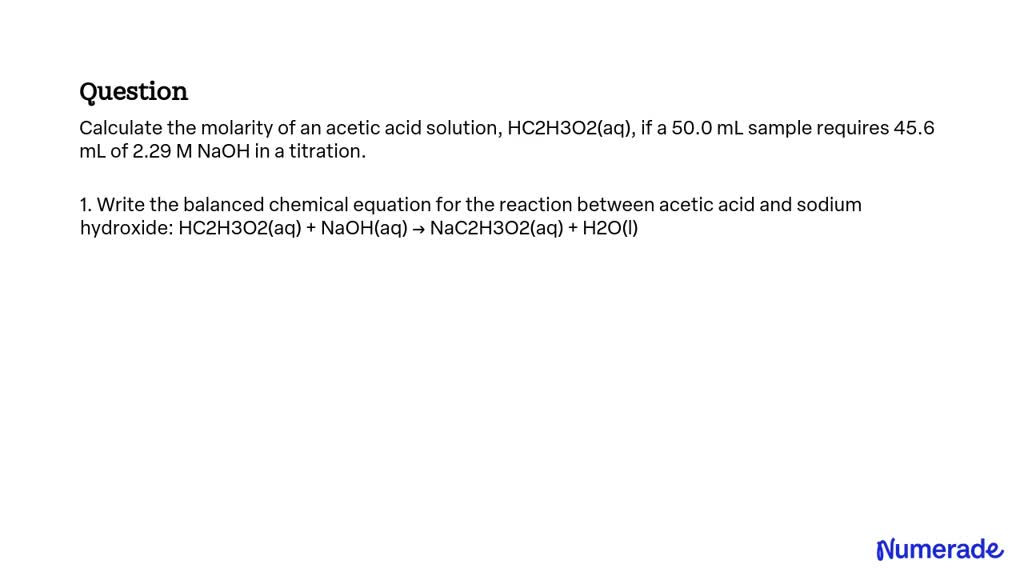 Solved Calculate The Molarity Of An Acetic Acid Solution Hc H O Aq