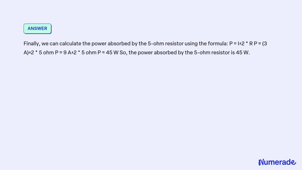 SOLVED 2 23 For The Circuit Shown In Figure P2 23 Determine The Power