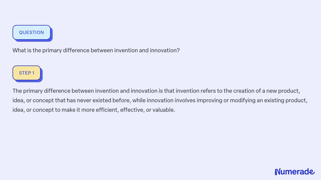 SOLVED What Is The Primary Difference Between Invention And Innovation