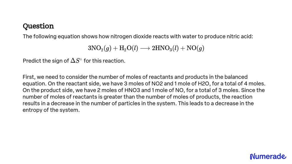 SOLVED The Following Equation Shows How Nitrogen Dioxide Reacts With