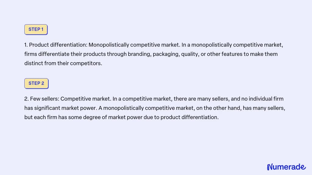 Solved Conditions For Monopolistic Competition The Following Question