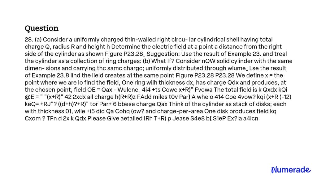 SOLVED 28 A Consider A Uniformly Charged Thin Walled Right Circular