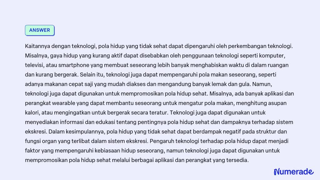 Solved Pengaruh Pola Hidup Terhadap Kelainan Pada Struktur Dan Fungsi