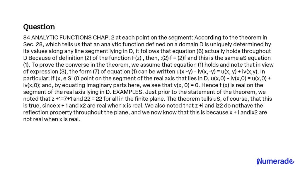 Solved Analytic Functions Chap At Each Point On The Segment