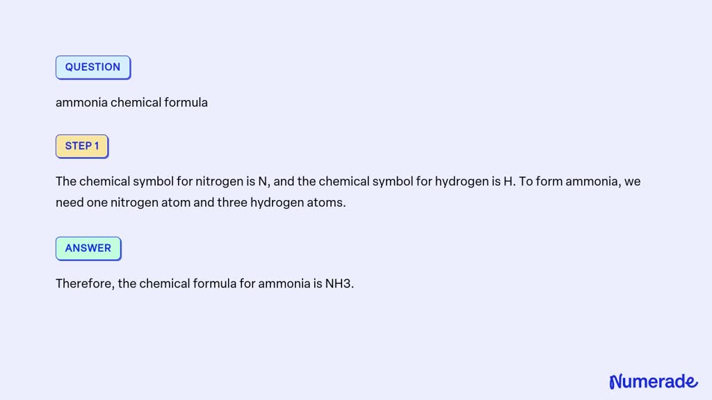 SOLVED Ammonia Chemical Formula