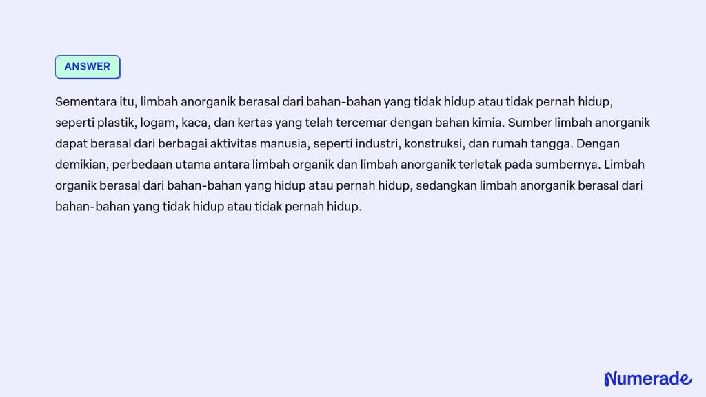 SOLVED Apa Perbedaan Limbah Organik Dan Limbah Anorganik Jika Dilihat