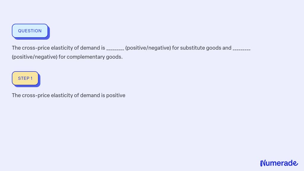 SOLVED The Cross Price Elasticity Of Demand Is Positive Negative For