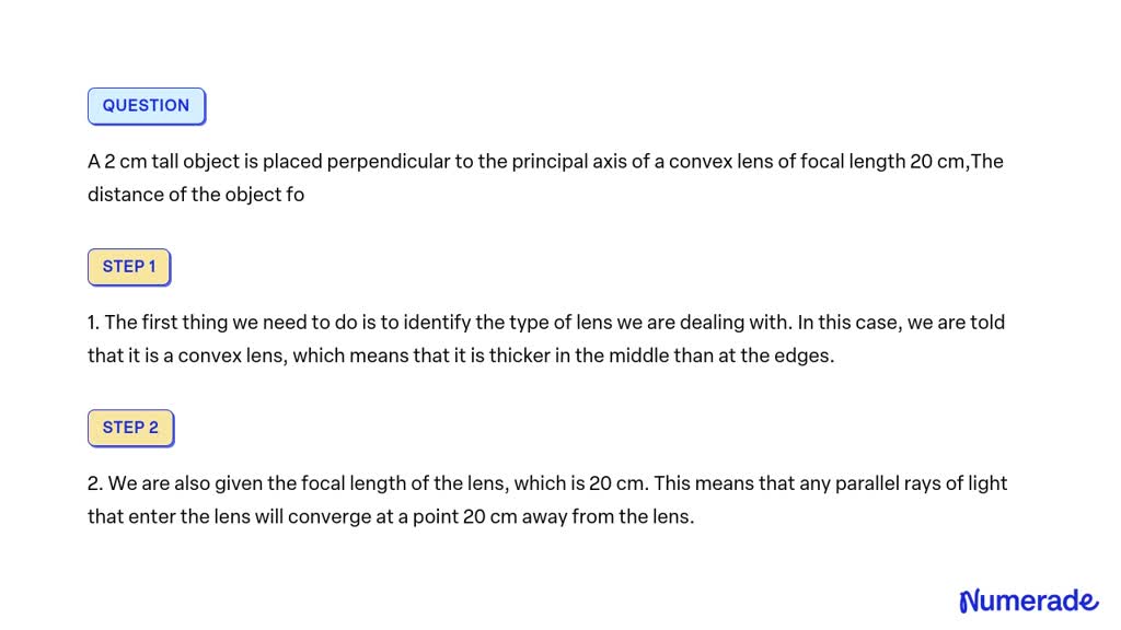 Solved A Cm Tall Object Is Placed Perpendicular To The Principal