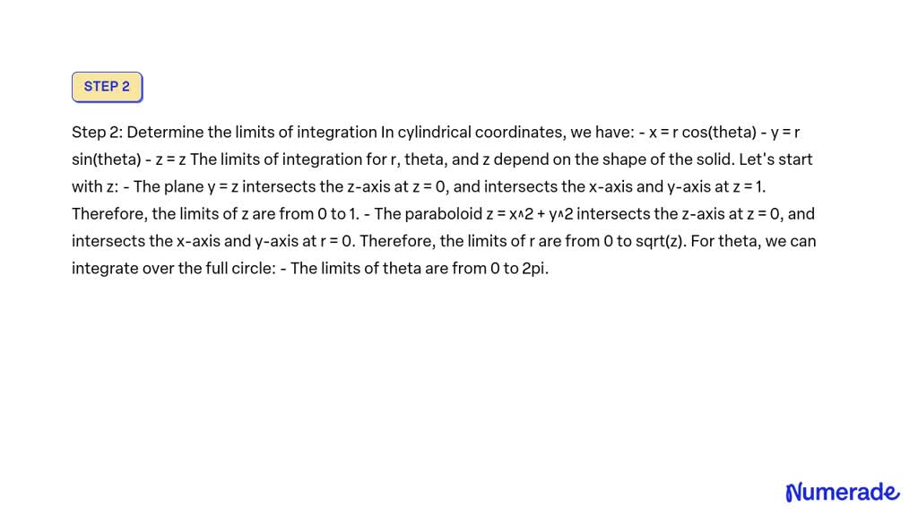 Solved Use A Triple Integral In Cylindrical Coordinates To Find The