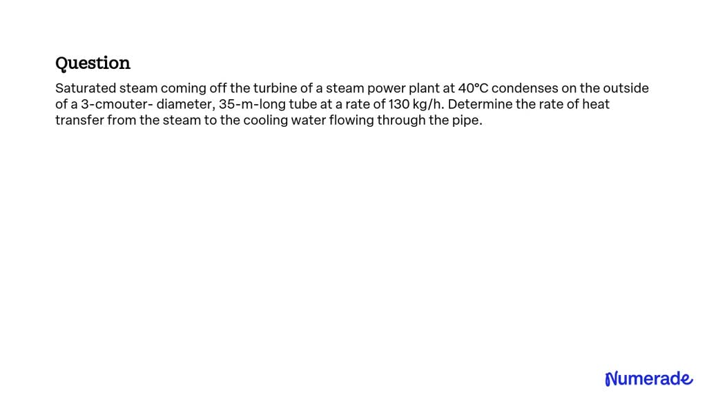 SOLVED Saturated Steam Coming Off The Turbine Of A Steam Power Plant