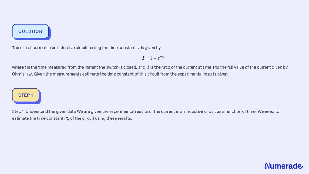 SOLVED The Rise Of Current In An Inductive Circuit Having The Time