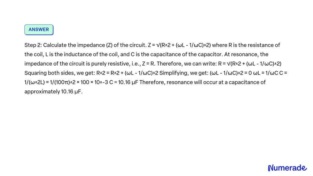 Solved A Coil Of Resistance Ohms And Inductance Mh And A