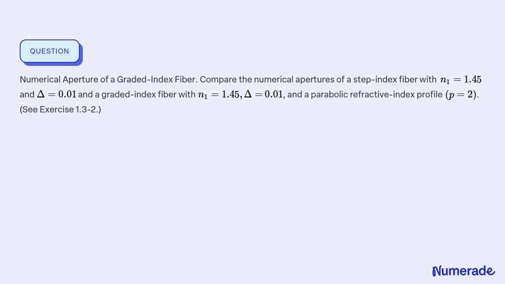 Solved Numerical Aperture Of A Graded Index Fiber Compare The