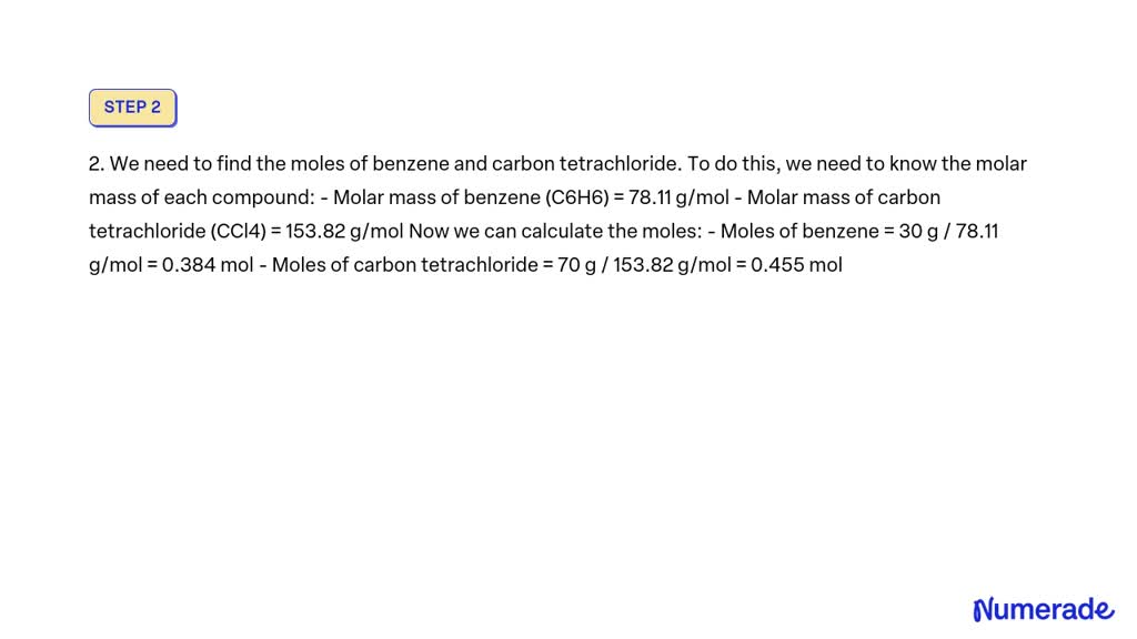 Solved Calculate The Mole Fraction Of Benzene In Solutio Contain