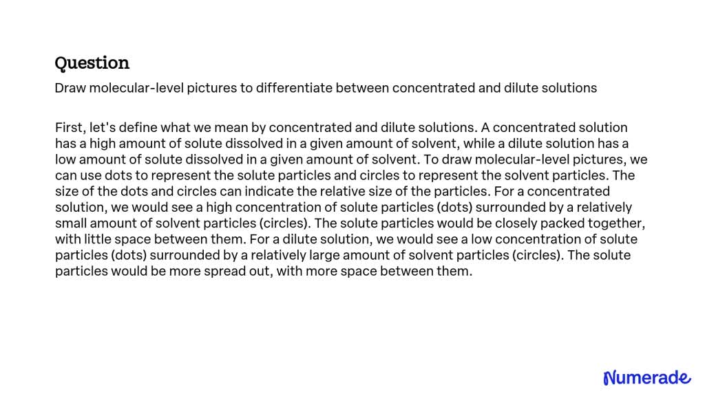 Solved Draw Molecular Level Pictures To Differentiate Between