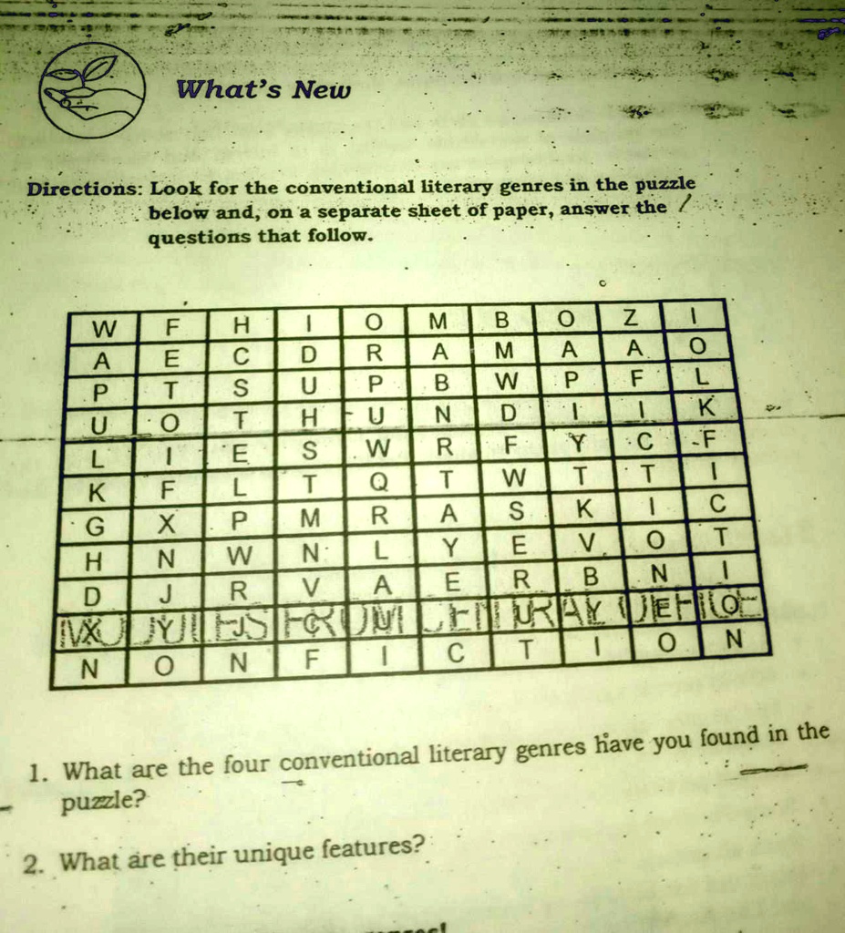 SOLVED What's New Directions Look for the conventional literary