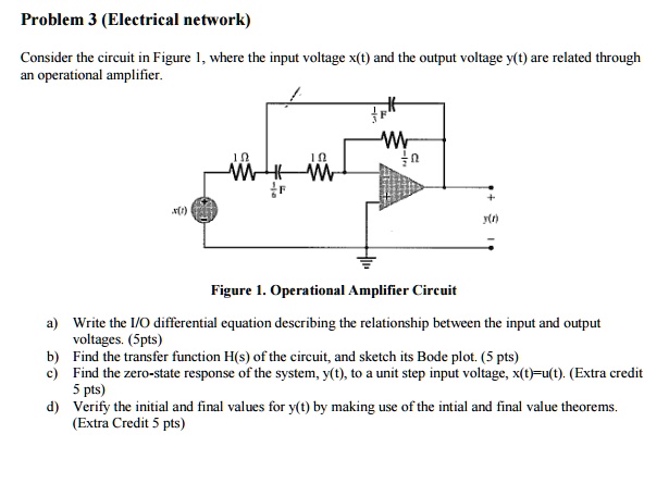 Text: Problem 3 (Electrical network) Consider the circuit in Figure 1 ...