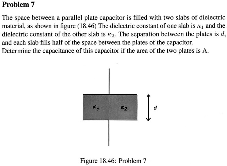 SOLVED: Problem 7 The space between a parallel plate capacitor is ...