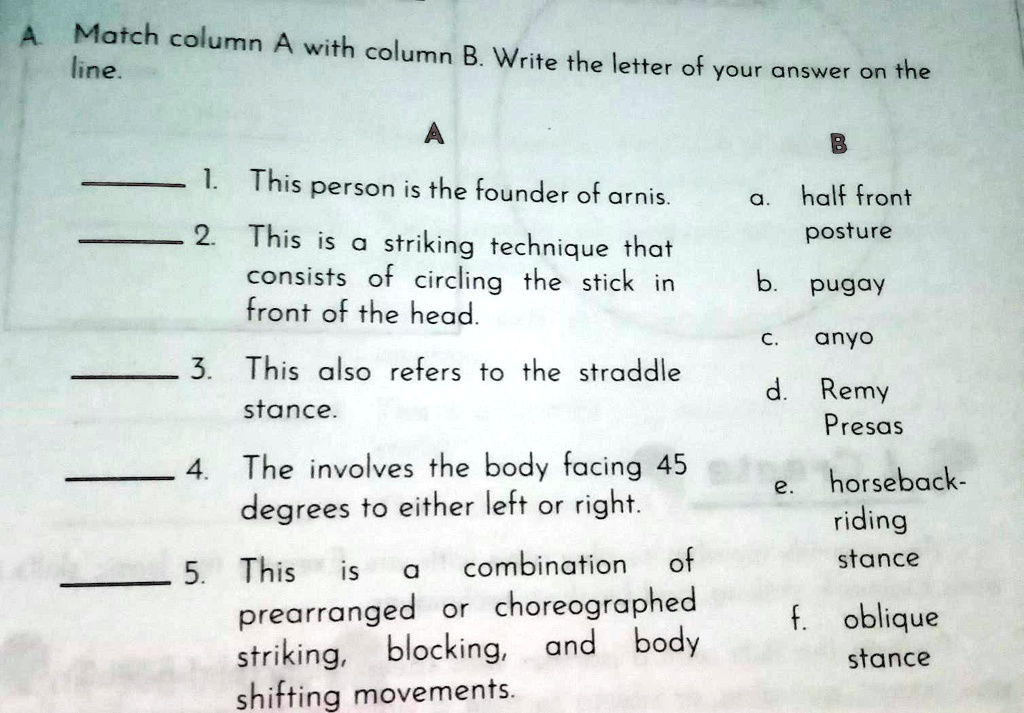 VIDEO solution: Match column A with column B. Write the letter of your ...