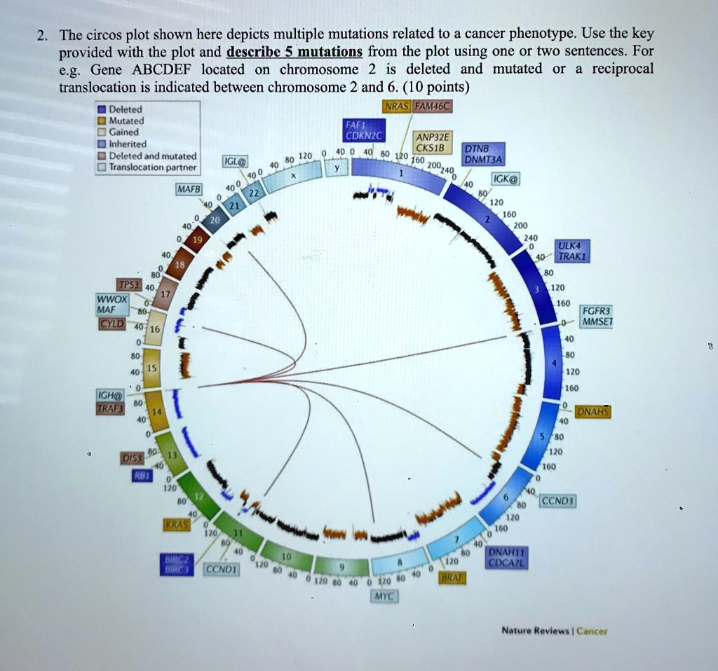 the circos plot shown here depicts multiple mutations related to a ...