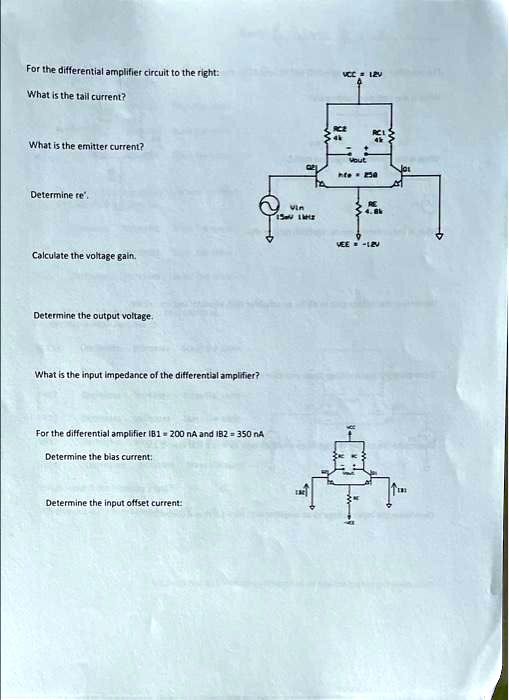 For the differential amplifier circuit to the right: What is the tail