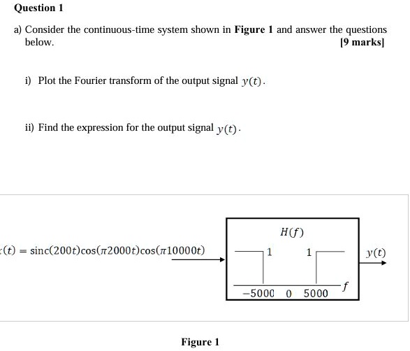 question 1 a consider the continuous time system shown in figure 1 and ...